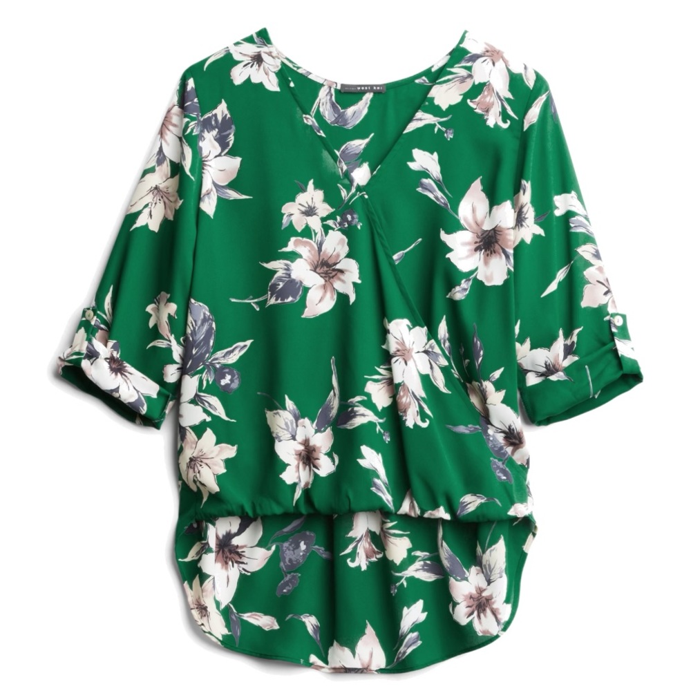 West Kei rolltab high low blouse